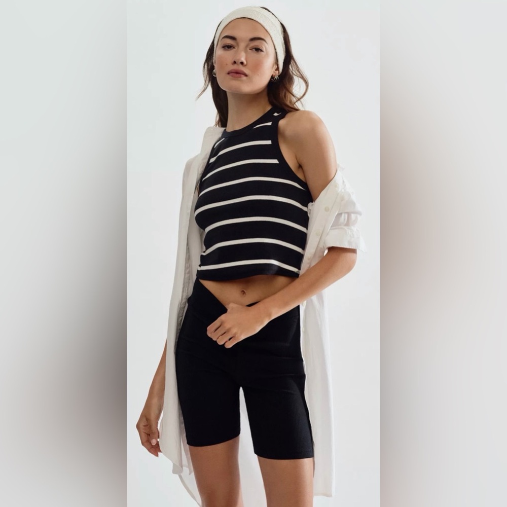 Anthropologie Maeve The Blair Stretch Cotton Crop Racerback Tank Top